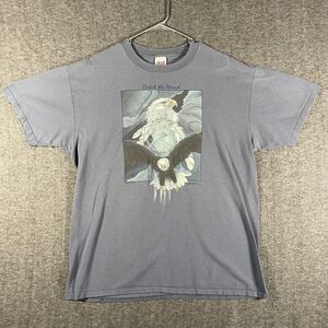 Vintage Anvil Shirt Mens XL Blue Catch The Wind Bald Eagle Graphic Tee 90s Y2K